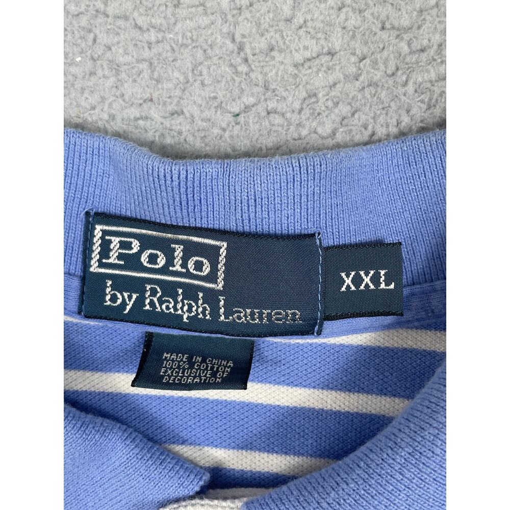 Polo Ralph Lauren Blue Striped Short Sleeve Polo Shirt Mens Size XXL - Picture 3 of 12